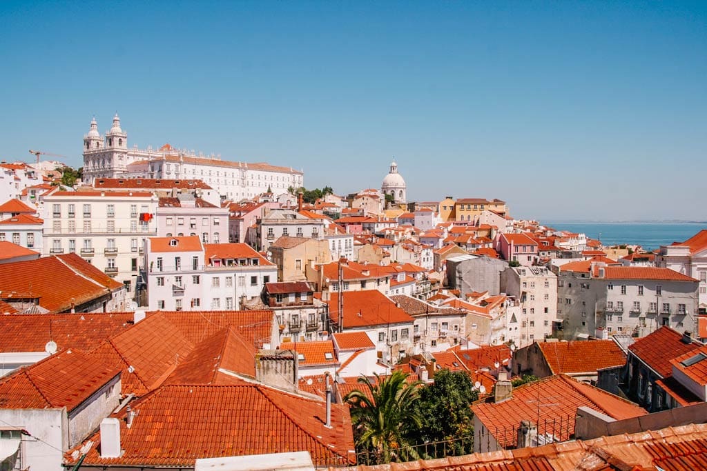 Scenic views at the Miradouro das Portas do Sol in Lisbon