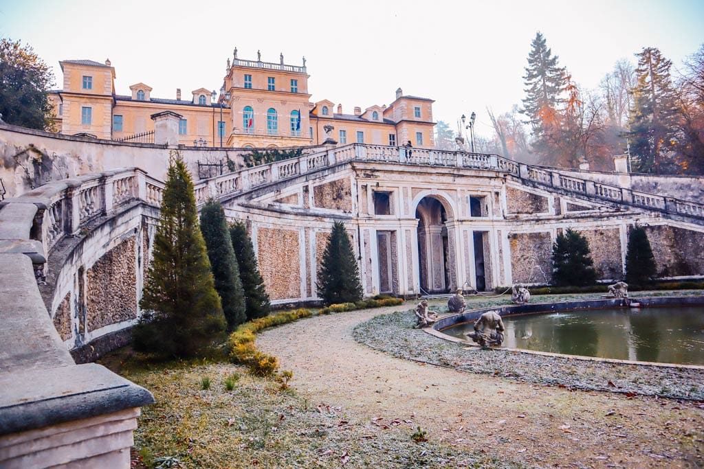 The front facade of Villa della Regina, a royal palace in Turin Italy