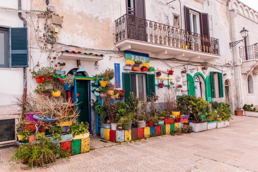 A colorful house facade in Bari, southern Italy