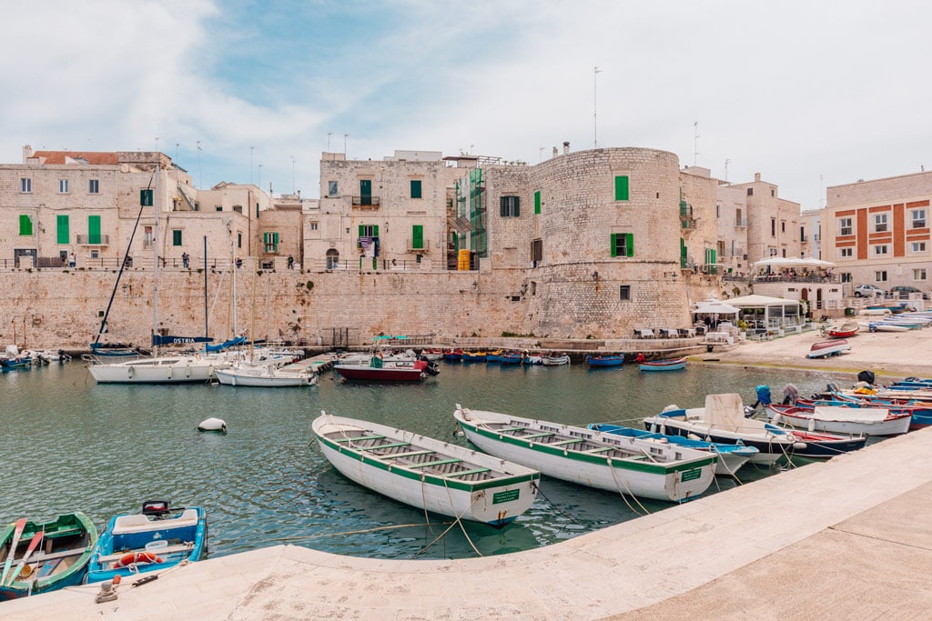 Port and historic buildings in the waterfront og Giovinazzo Italy