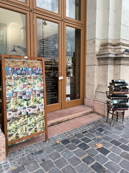Front door of the shops Bomo Art in Budapest