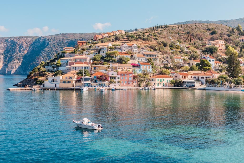 Views over the houses in Assos, Kefalonia, Greece