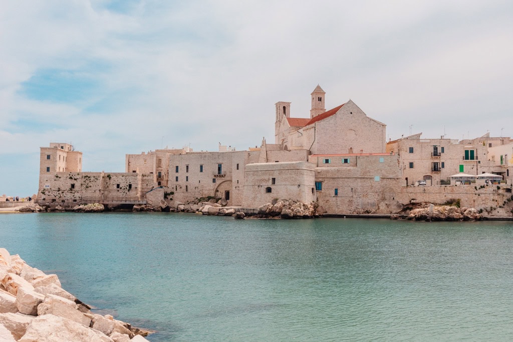 Waterfront of Giovinazzo with old houses and cathedral