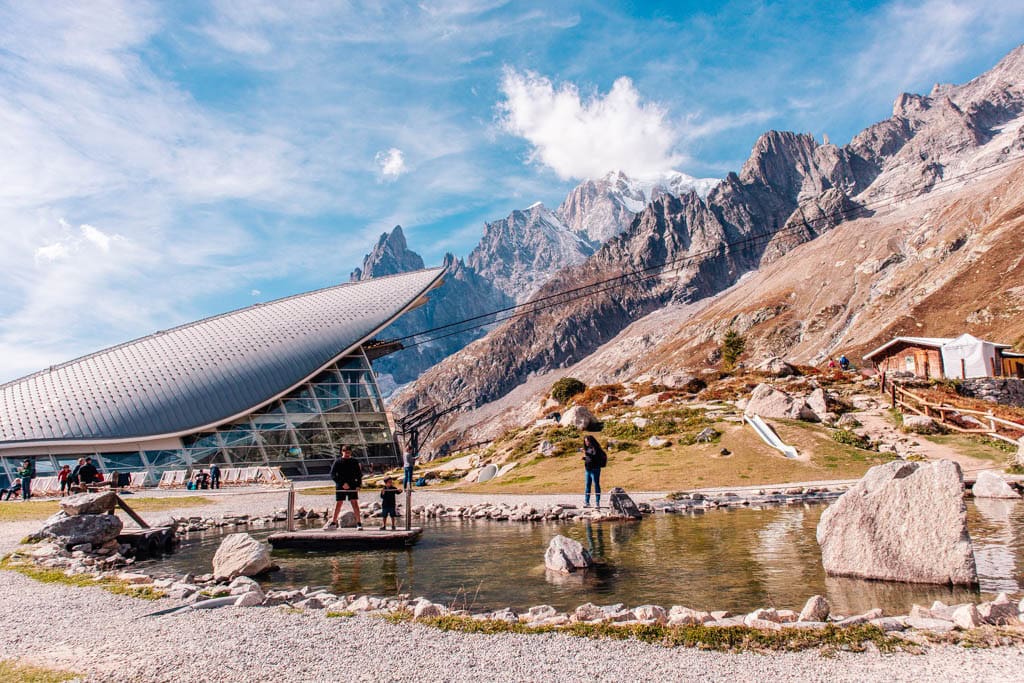 Views at the Pavillon station of the Skyway Monte Bianco cable car in Aosta Italy