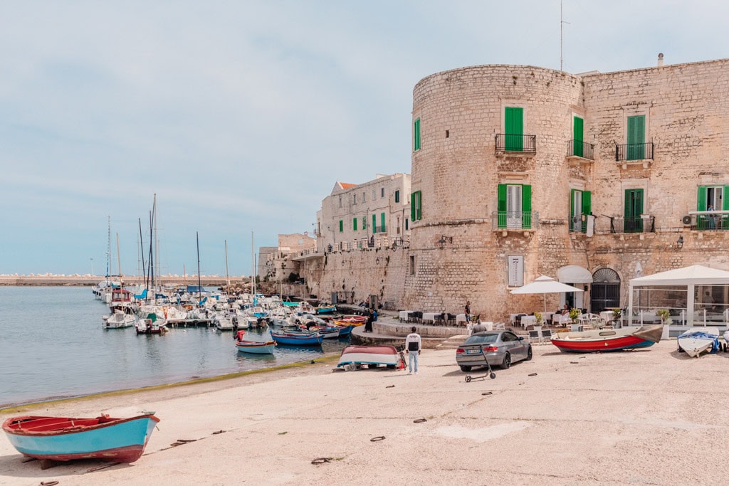 Castello and boats of Giovinazzo Italy