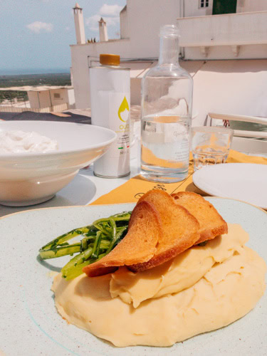 fave e cicoria dish in a resturant in Puglia