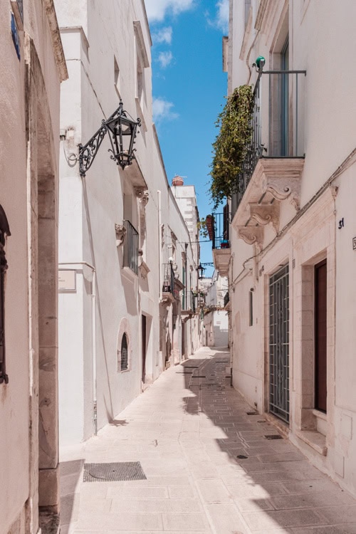 whitewashed alley in the old town of Martina Franca Italy
